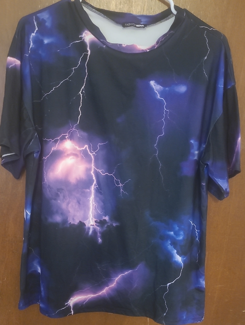 Fashion Nova Purple & Black Graphic Crop Top